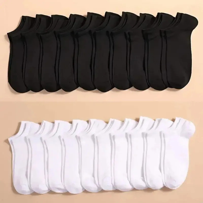 Ankle Sock Low Cut - 10 Pairs Bulk Black & White