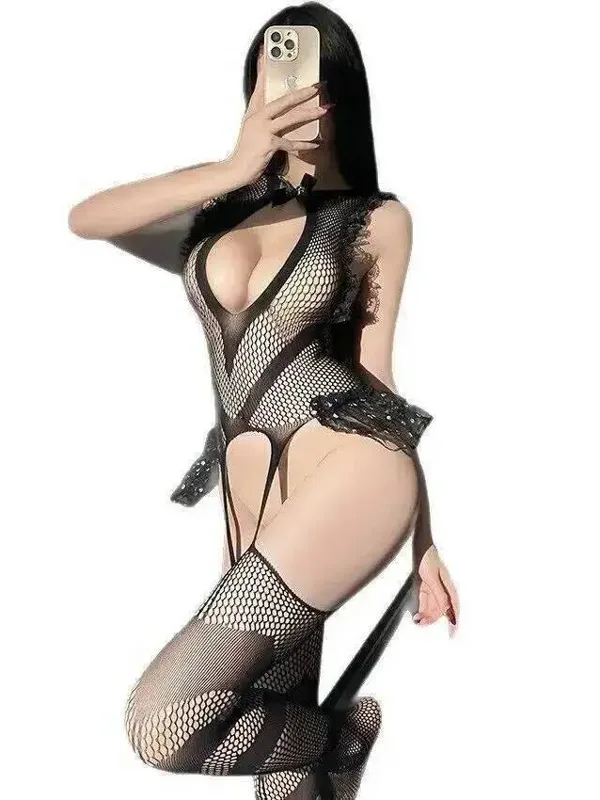 Fishnet Stocking Women - Sexy Lace Trim Fishing Net Bodystocking