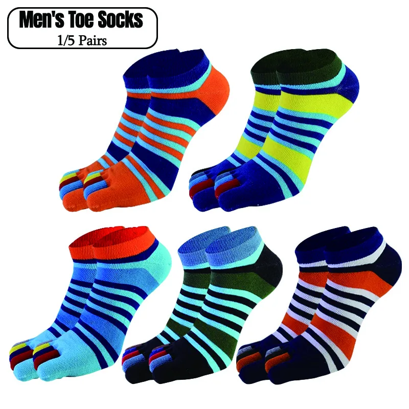 Ankle Sock Low Cut - 1/5 Pairs Men's Cotton Five Finger