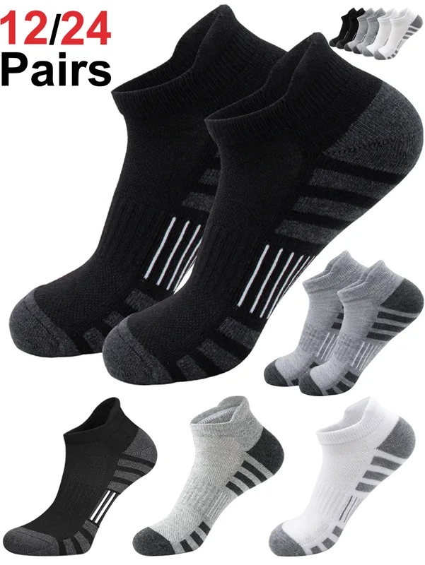 Ankle Sock Low Cut - 12/24 Pairs Cushioned Breathable Ankle Athletic