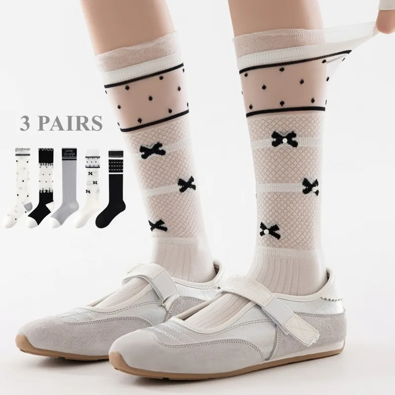 Silk Sock Bamboo - 3 Pairs Cute Women's Socks Summer