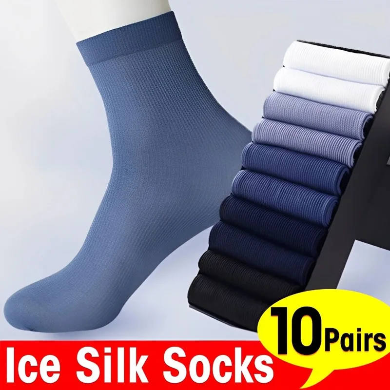 Silk Sock Bamboo - 10pairs New Breathable Men Ice Silk