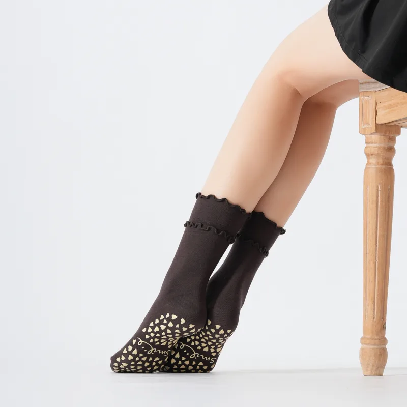 Grip Sock Yoga - 2026 Spring Women's Ruffled Edge Mid-Calf