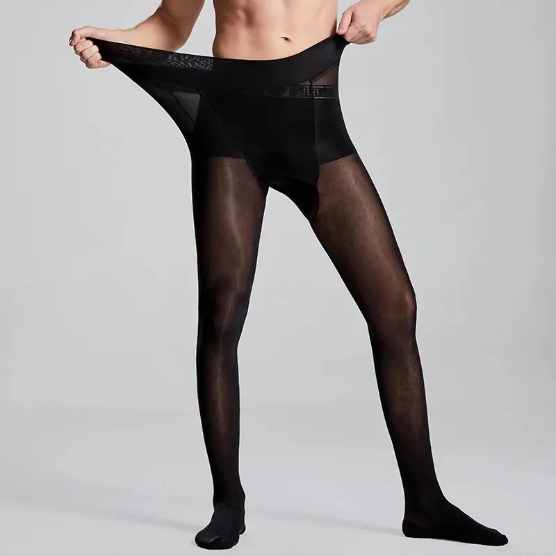 Tights Pantyhose Sheer - Plus Size Men Sexy Sheer Black