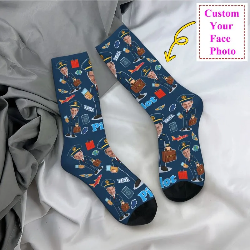 Dress Sock Men - Novelty Men's Funny Pilot Custom Dress
