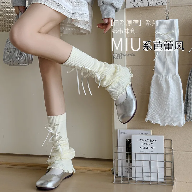 Boot Sock Slouchy - Knit Leg Warmers for Girls White