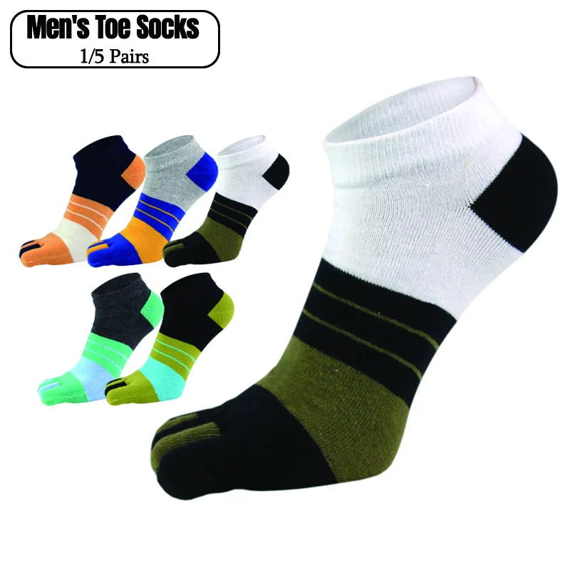 Toe Sock Split - 1/5 Pairs Men Colorful Stripe Five