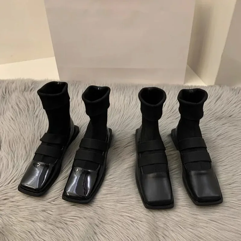 No Show Sock Women - British style square knitted socks boots
