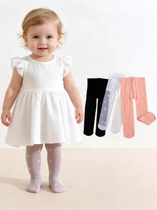 Tights Pantyhose Sheer - 3Pack Toddler Girl Rabbit Print Tights