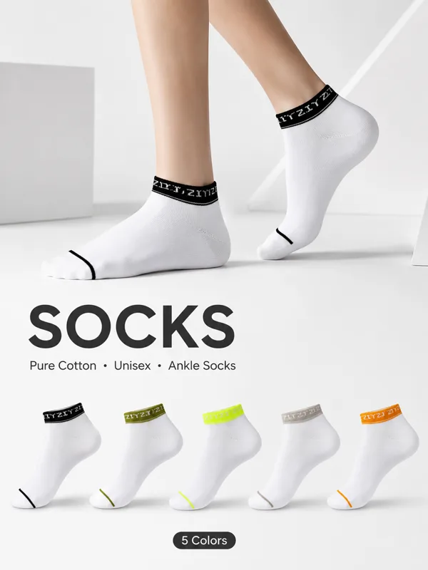 Ankle Sock Low Cut - 5 Pairs Men's Color Block Ankle