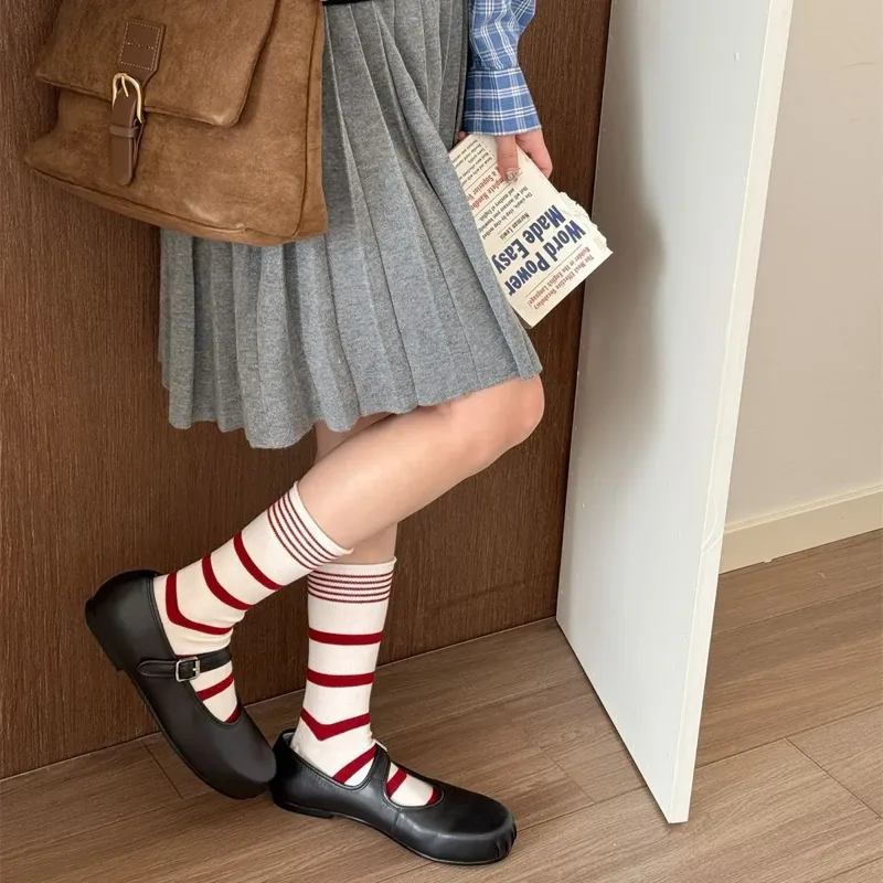 Silk Sock Bamboo - Korean Winter Striped Wool Silk Women's