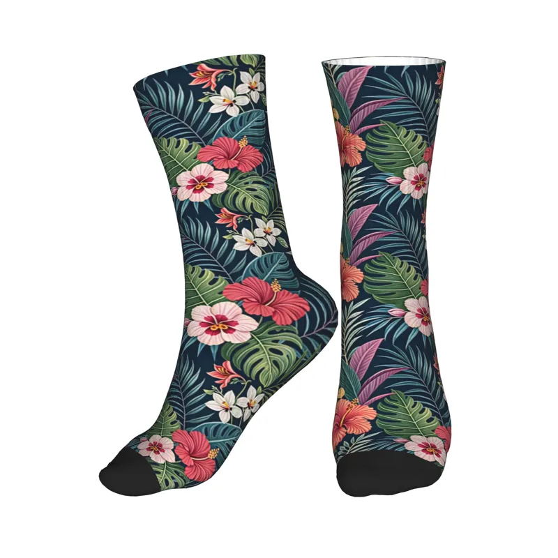 Dress Sock Men - Fun Mens Hawaiian Hibiscus Plumeria Tropical