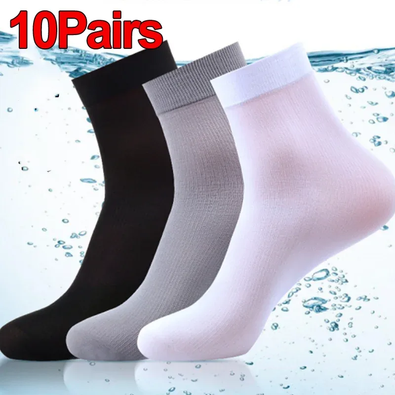 Silk Sock Bamboo - 10Pairs Men Socks Summer Ultra-thin Stripe