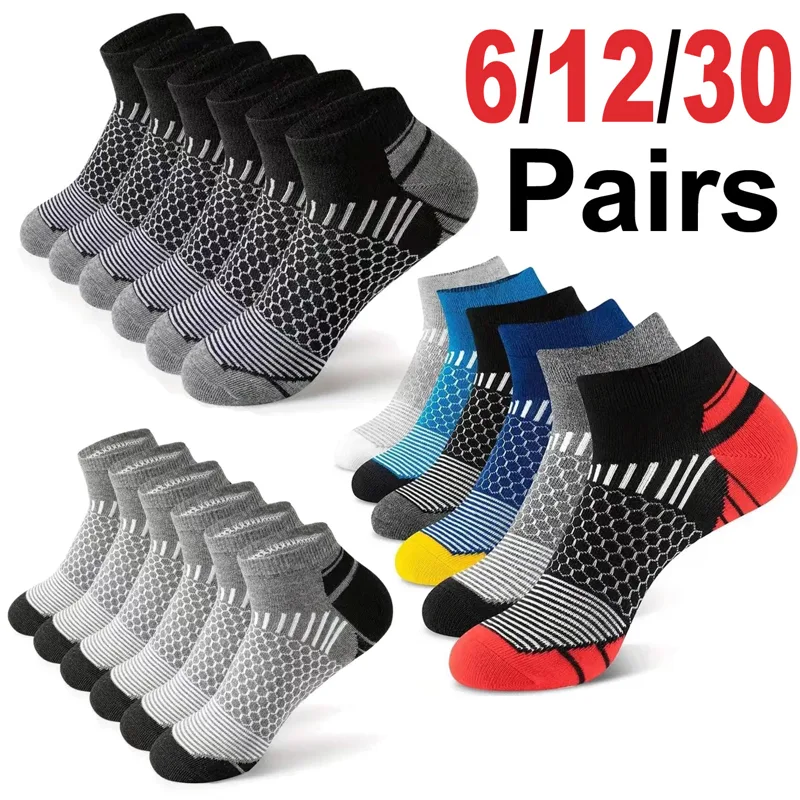 Ankle Sock Low Cut - 6 Pairs Men's Honeycomb Mesh Ankle