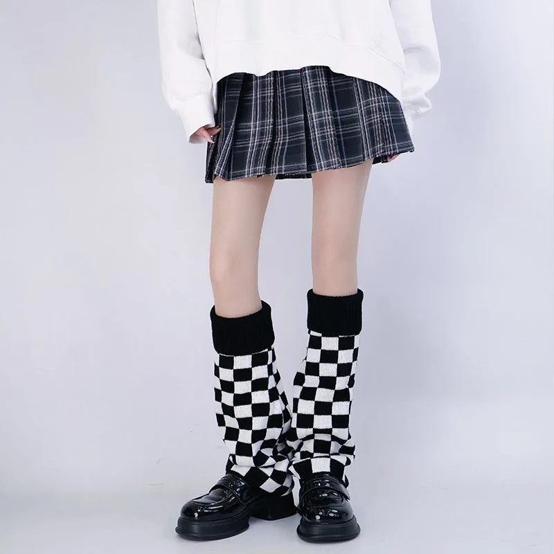 Black White Checkered Leg Warm - Boot Sock Slouchy review and price