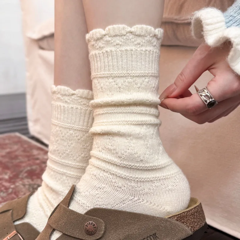 1 Pair Milky White Lace Trim M - Boot Sock Slouchy review and price
