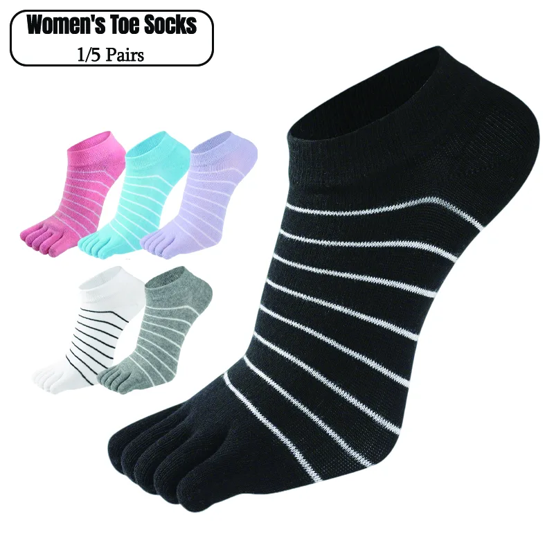 1/5 Pairs Women Striped Five T - Ankle Sock Low Cut review and price