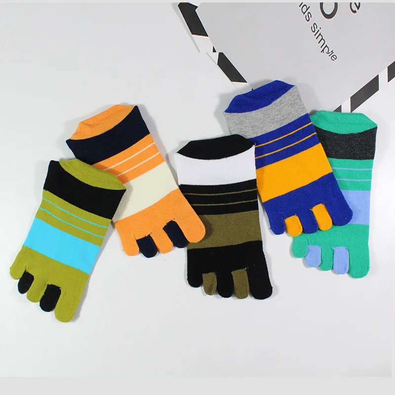 1/5 Pairs Men Colorful Stripe  - Toe Sock Split review and price