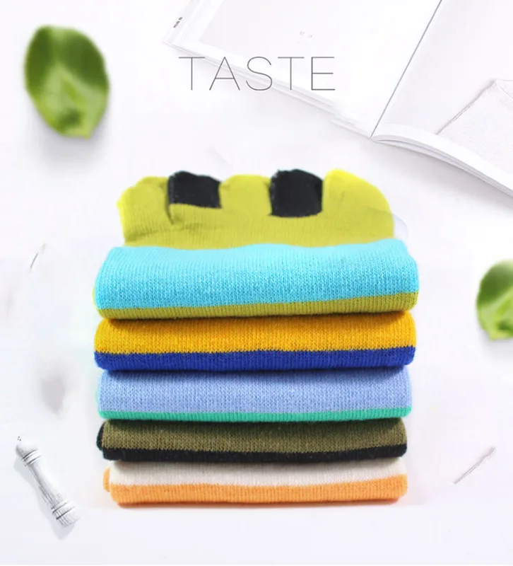 1/5 Pairs Men Colorful Stripe  - Toe Sock Split review and price