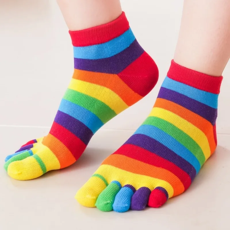 Women's Socks Rainbow Striped  - Toe Sock Split review and price
