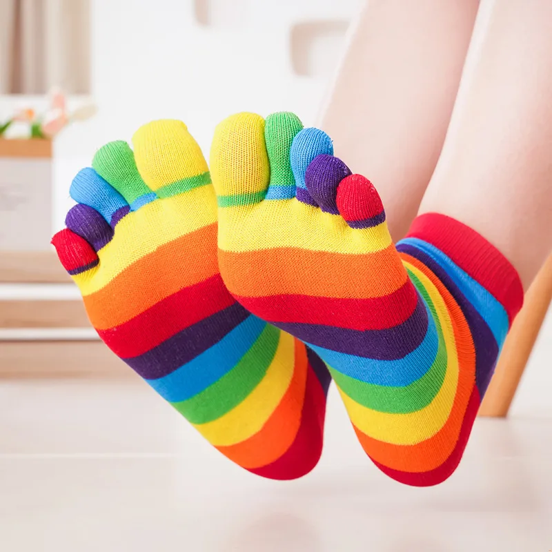 Women's Socks Rainbow Striped  - Toe Sock Split review and price