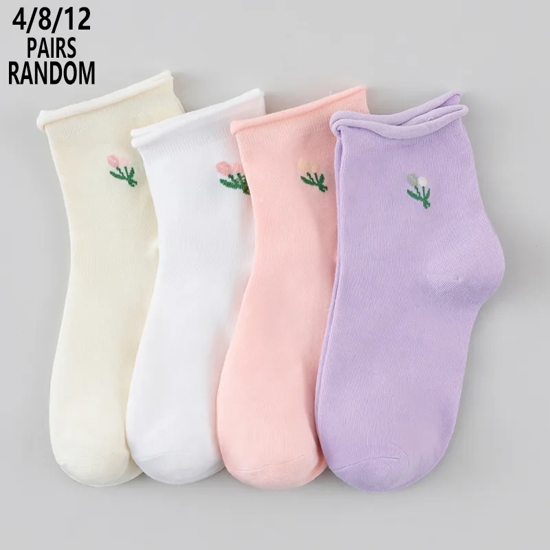4/8/12 Packs Random Women Flor - Cotton Crew Sock Pack review and price