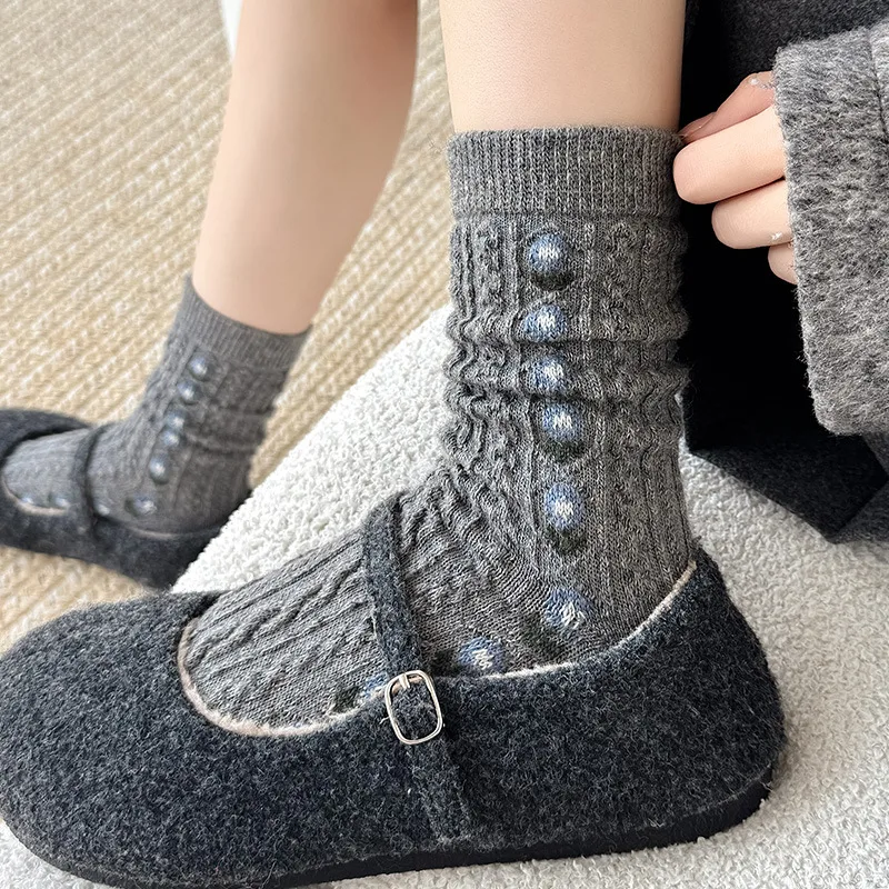 Korean Sweet Floral Wool Mid-C - Boot Sock Slouchy review and price