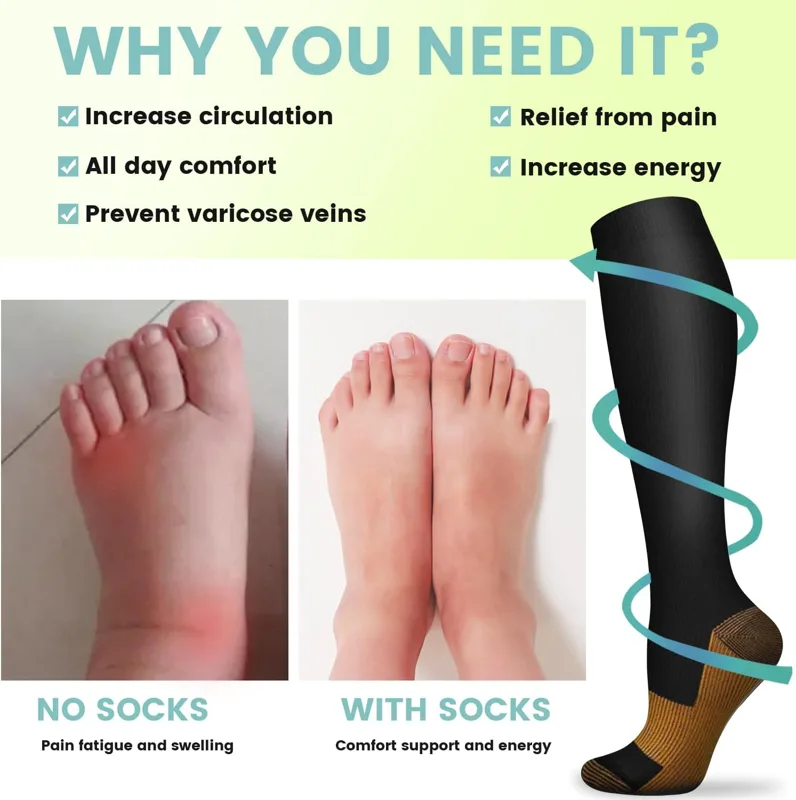 6 Pairs Solid Color Copper Com - Compression Sock Medical review and price