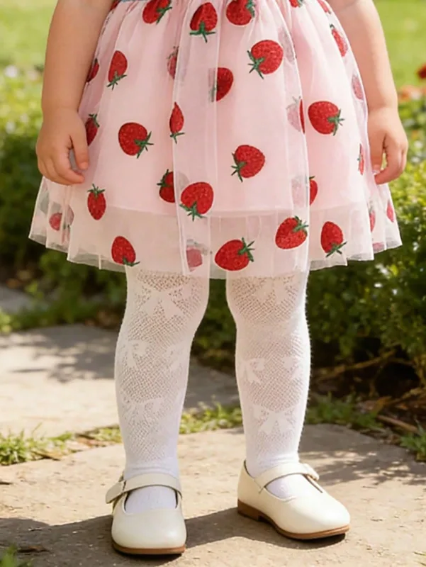 3/1 Pcs Girls White Bow Print  - Tights Pantyhose Sheer review and price