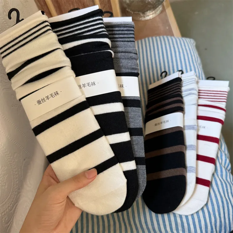 Korean Winter Striped Wool Sil - Silk Sock Bamboo review and price
