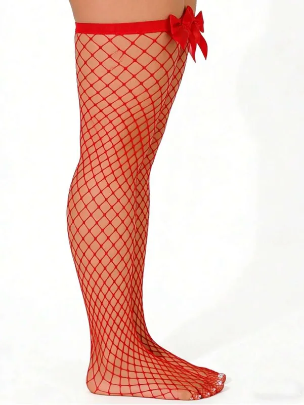 Bow Decor Fishnet Thigh High S - Fishnet Stocking Women review and price